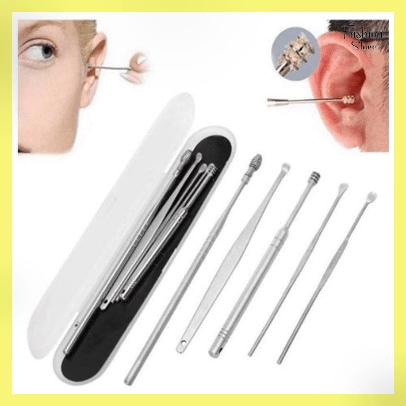 FS KOREK KUPING 5 IN 1 / 6 IN 1PAKET ALAT PEMBERSIH TELINGA STAINLESS STEEL