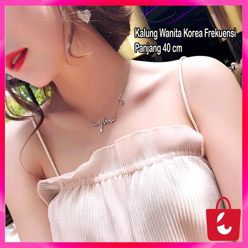 ✅ Terbaru Kalung Wanita Korea Frekuensi Love Necklace choker rantai korea dengan liontin detak jantung wanita simple aksesoris murah