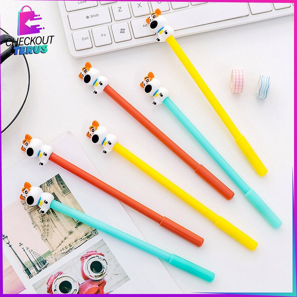 CT A47 Pulpen Gel Karakter Puppy Lucu 0.5mm Motif Polos Alat Tulis Pena Cair Doggie Perlengkapan Sekolah Korean Style Import