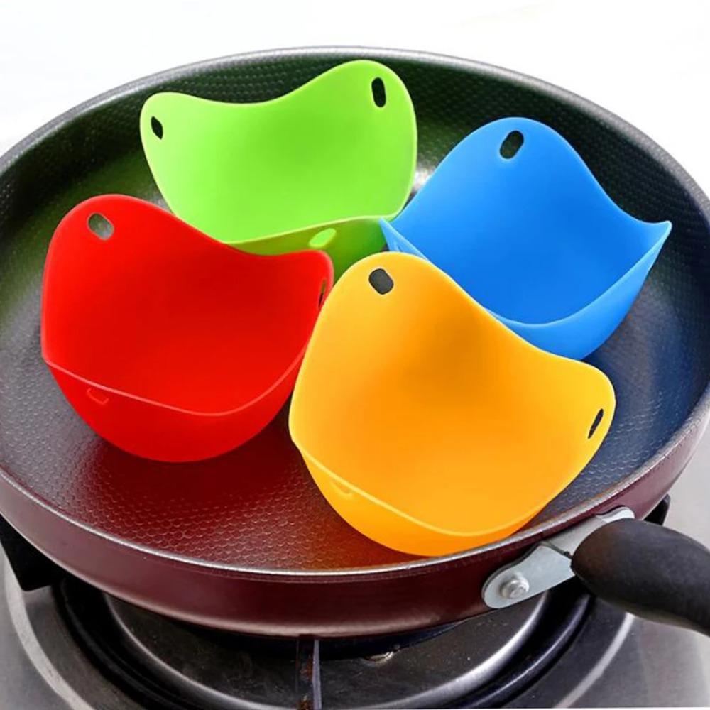 Solighter 4pcs Silikon Egg Poacher Mini Boiler Rings Cooker Alat Masak Poached Baking Cup