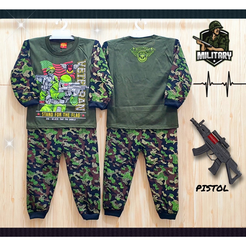 KOSTUM BAJU ANAK ARMY LENGAN PANJANG FREE SENJATA UNTUK ANAK 2-10 TAHUN BISA COD