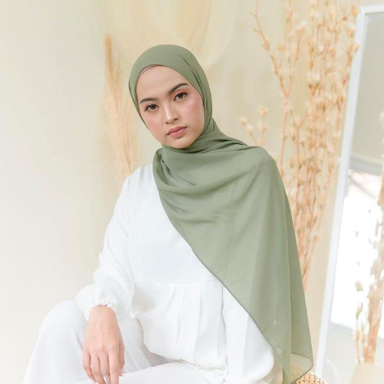 SAGE GREEN Pashmina Ceruty Babydoll ( Hijab Warna Sage Green ) {PRE.10Ja23ᴹ}
