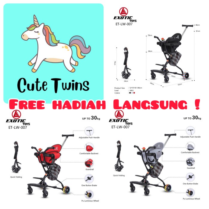 Promo exotic minitrike stroller Lw007 ada bel pengganti lw006 Diskon