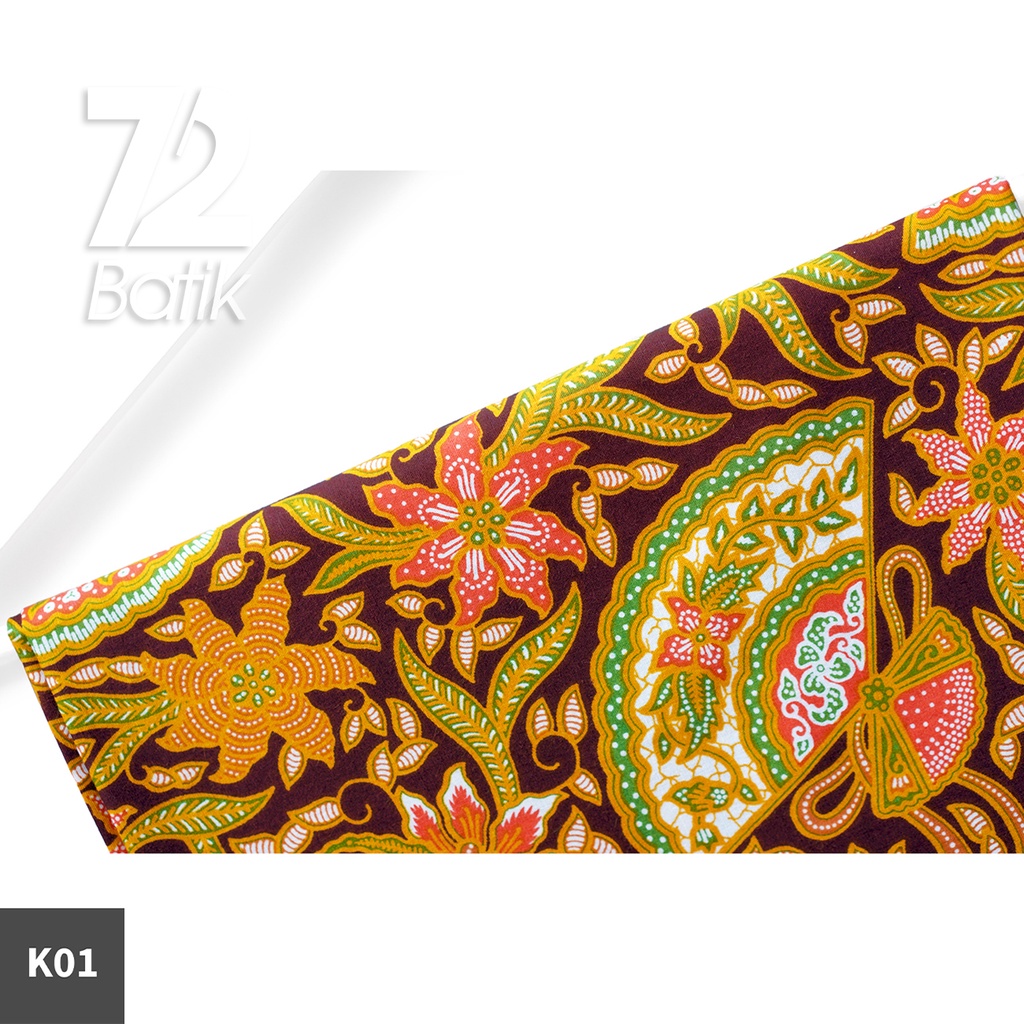 KAIN BATIK PREMIUM Bahan Katun Motif Kembang Kipas Warna Coklat Tanah 722667 Cap 72 Jarik Jarit Samping Kebat Panjang Batik Katun Modern Premium Bahan Seragam Batik Pernikahan Kantor Keluarga Murah Kamen Jadi Batik Bali Lembaran