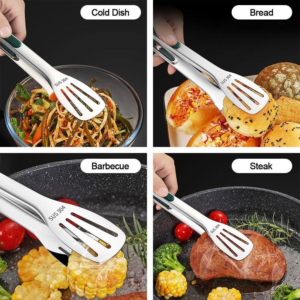 Solighter Penjepit Dapur Non-slip Handle Barbecue Clamp Steak Roti Silikon Klip Makanan