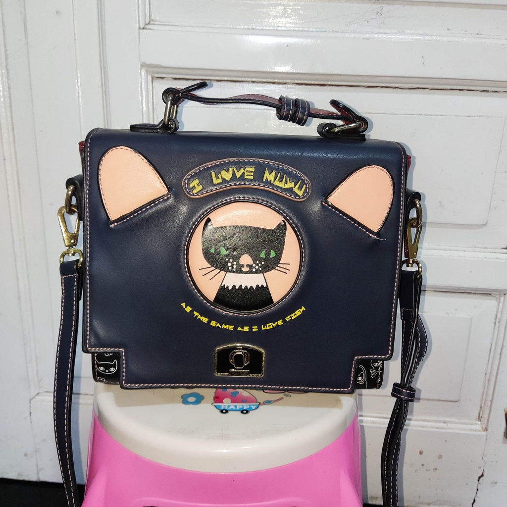 SALE MUYU SLING BAG | TAS SELEMPANG GAMBAR KUCING | PRELOVED