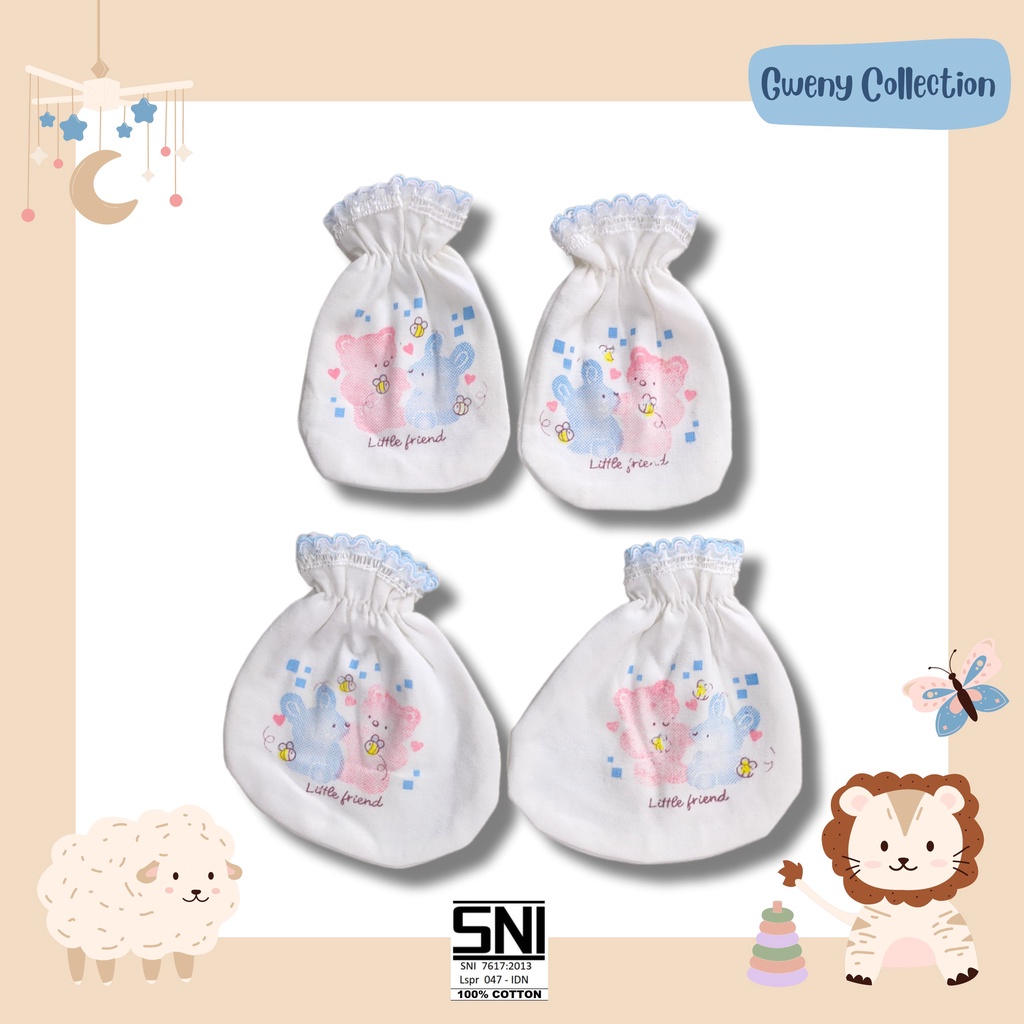 KITAI Set Sarung Tangan Anak Sarung Tangan &amp; Kaki Bayi Unisex STK Dasar Putih Karet Renda