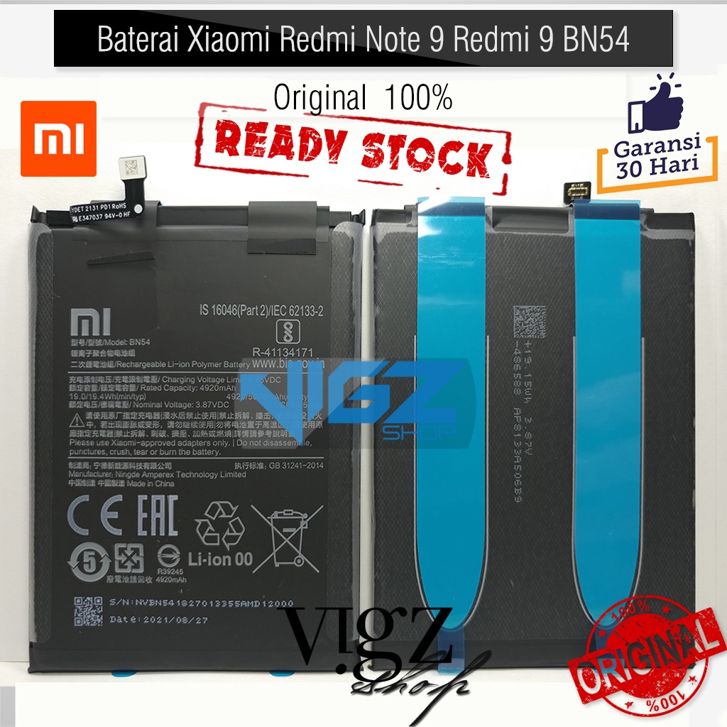 Battery Baterai Batre Xiaomi Redmi Note 9 Redmi 9 Redmi 10X 4G BN54 Original 100%