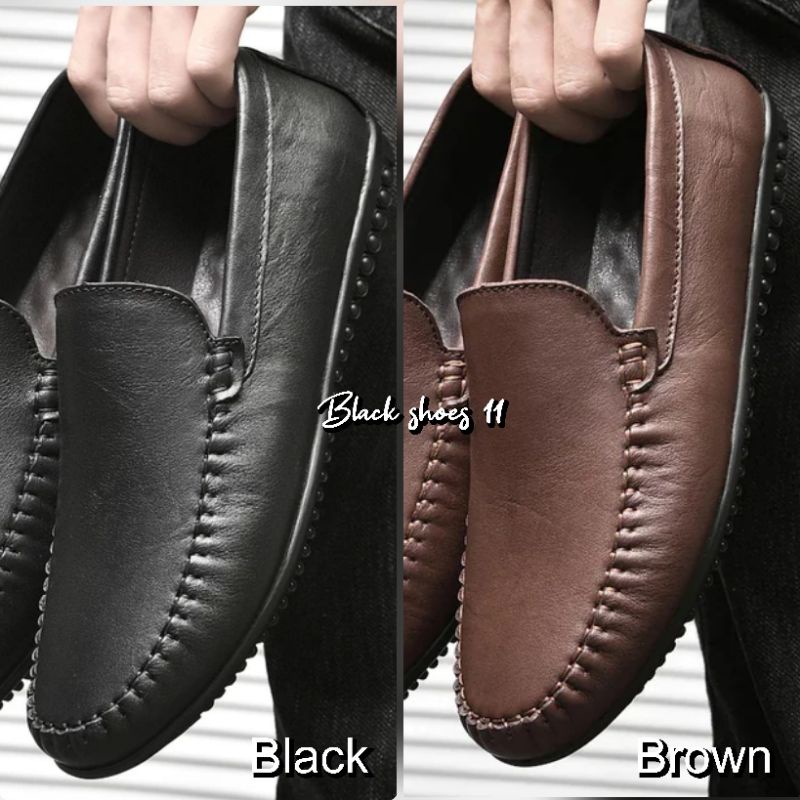 sepatu pria slip on model baru hitam &amp; brown