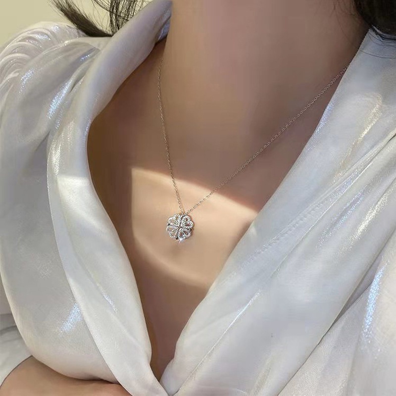 Kalung Titanium Swan Angsa Berlian Kristal Wanita Anti Karat Perhiasan Korea kalung love