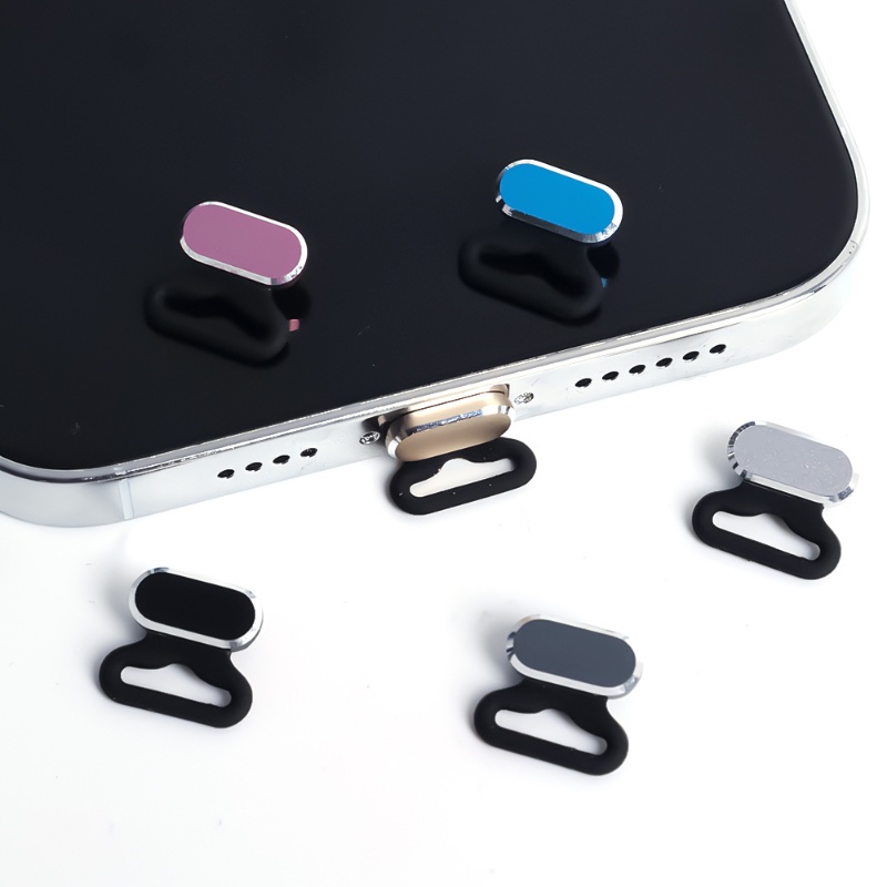 Colokan Anti-drop Ponsel Dapat Digunakan Kembali Colokan Silikon Port Pengisian Aksesori Anti-Noda Tipe-C Alloy Plug Debu Kompatibel Untuk IPhone, Konektor Tipe-C