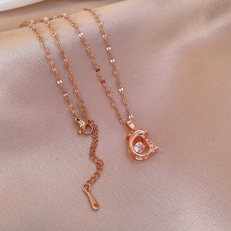 Perhiasan Titanium steel Kristal Lumba Liontin Kalung Choker Necklace Untuk Wanita Hadiah Pesta Pernikahan