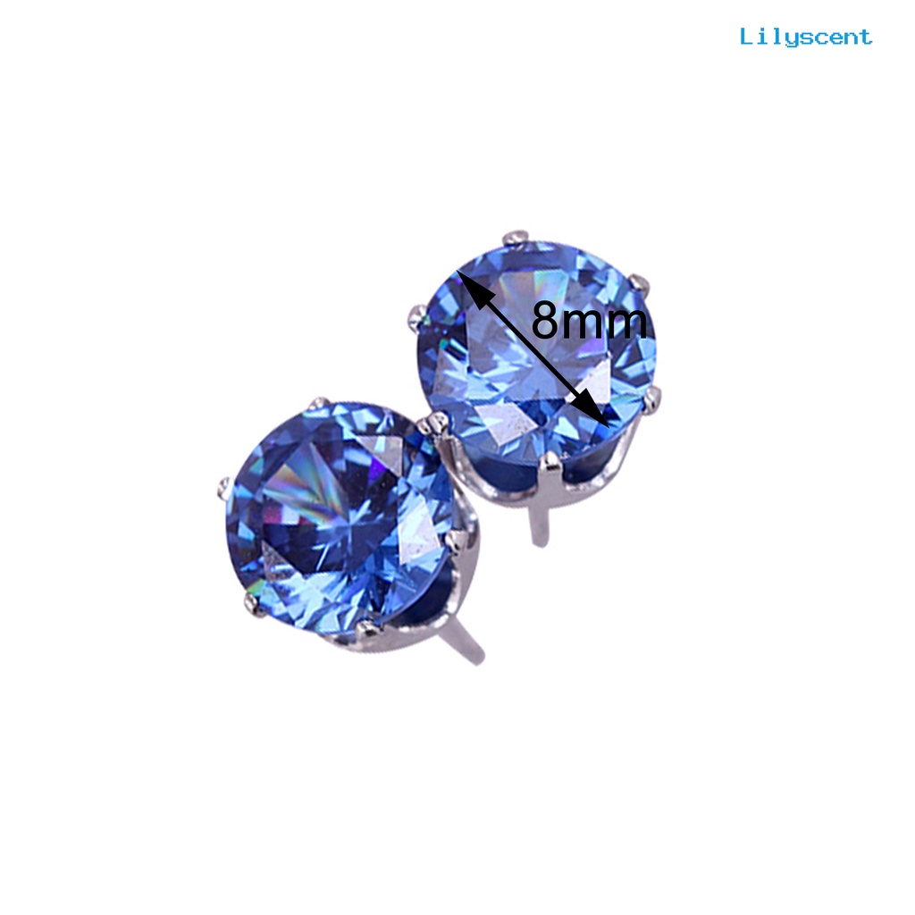 [LS] Ear Studs Elegan Semua Pertandingan Cubic Zirconia Bulat Anting Indah Untuk Pacaran