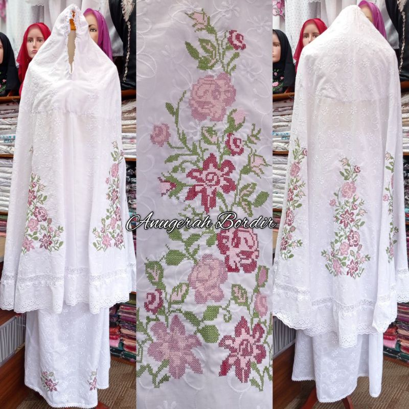 Mukena bordir strimin ( Kristik ) khas Bukittinggi / Padang