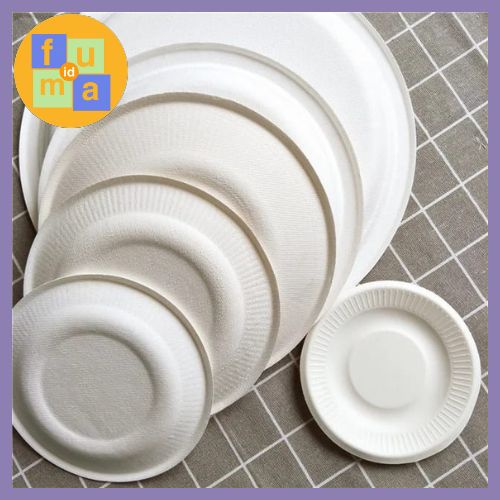 Piring Kertas Sekali Pakai Eco Green Tebal Import 10pcs / Disposable Plate Piring Pesta Kue Ulang Tahun Praktis Sekali Pakai Tahan Panas Eco Friendly / Safeco Bagasse Plate