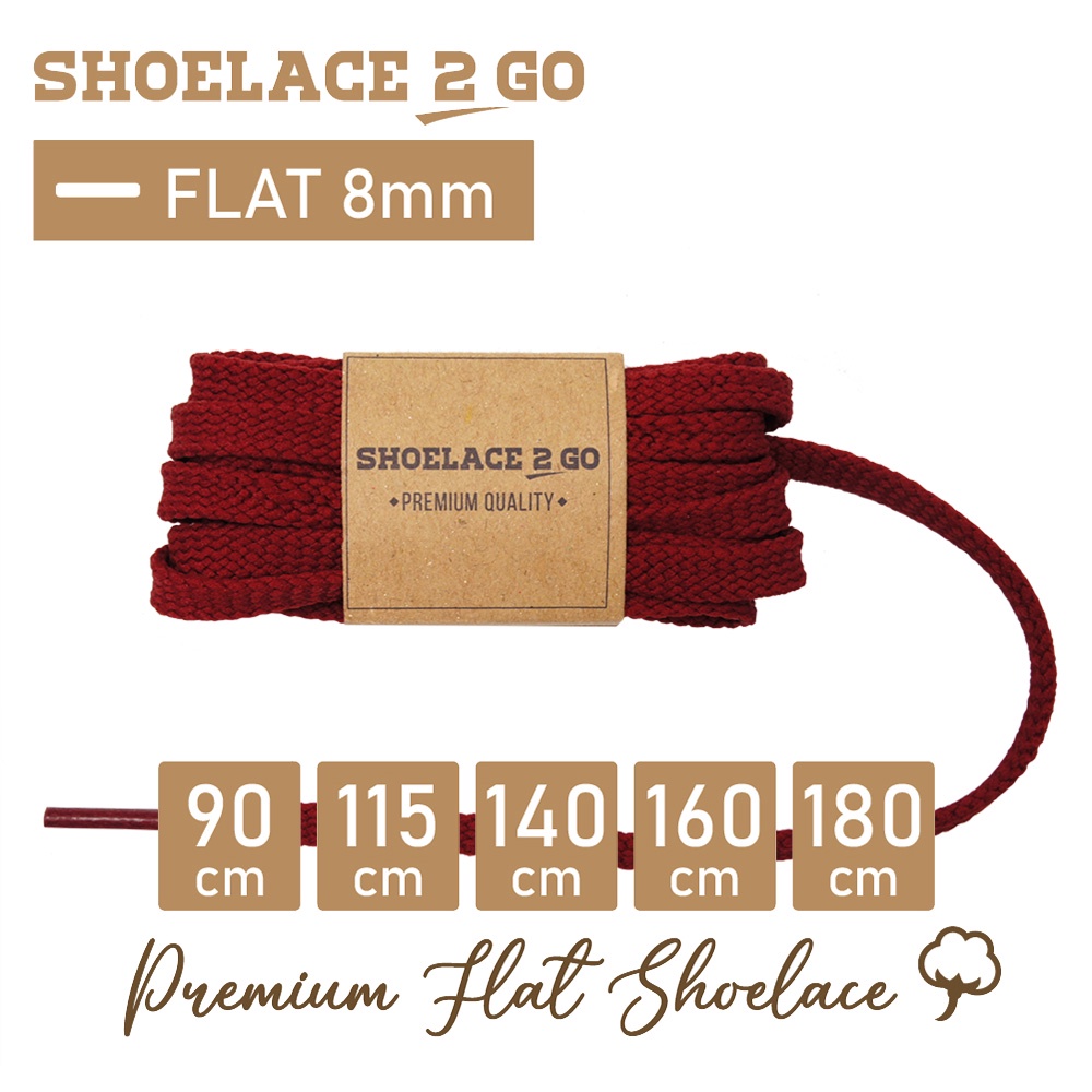 SHOELACE 2 GO PREMIUM TALI SEPATU GEPENG PIPIH FLAT - SF8 - F2 - MAROON - 8MM