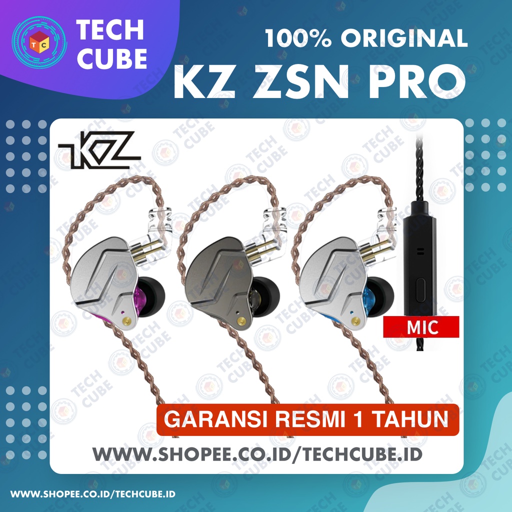 KZ ZSN PRO with MIC In Ear Earphone Headset Hybrid 1BA 1DD HIFI Bass