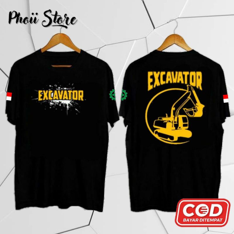 Kaos Baju Pria Alat Berat Excavator