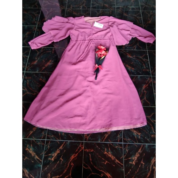 gamis syar'i sifon full furing anti nerawang gamis remaja dewasa dress sifon pink