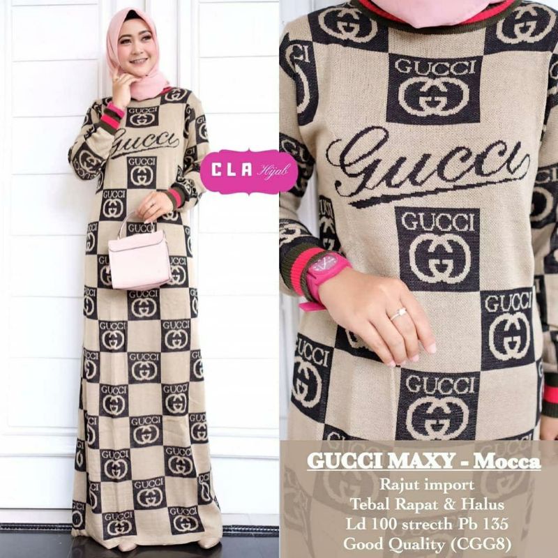 Gucci Maxy, GAMIS RAJUT CANTIK FIT XXL LD 100-120 BAHAN RAJUT IMPORT TERMURAH TERLARIS OOTD