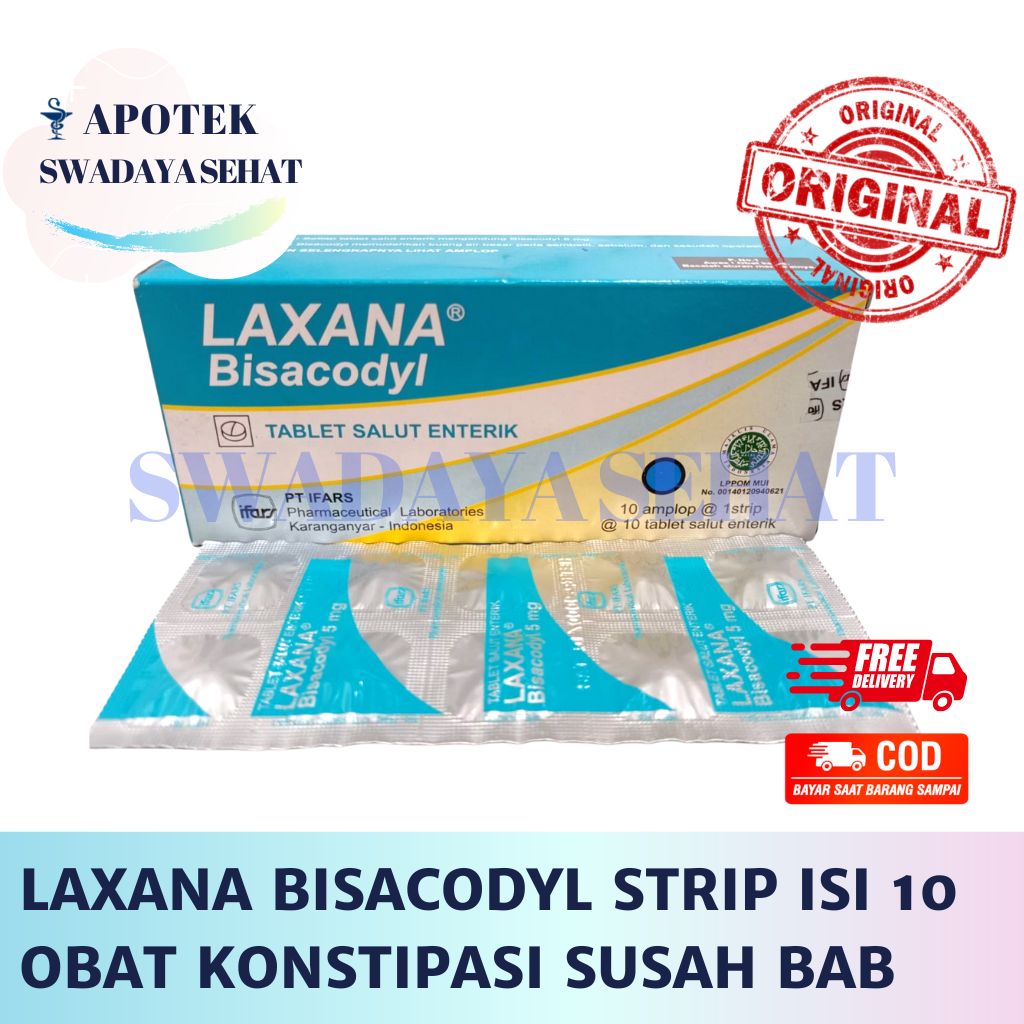 LAXANA BISACODYL STRIP ISI 10 Tablet 5mg - Obat Konstipasi Susah BAB Keras