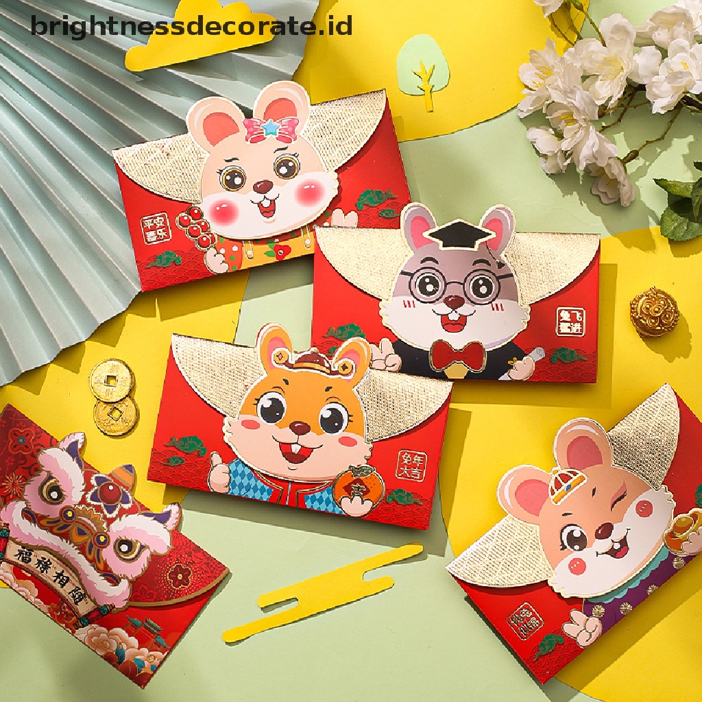 [Birth] 4pcs Amplop Merah Imlek Amplop Saku Merah Chinese Red Packet Hong Bao Amplop Uang Keberuntungan [ID]