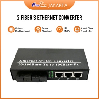 [COD] [TANPA ADAPTOR] 2 SC Port 3 RJ45 Port Single Mode 100Mbps Switch Ethernet Converter Saja Tanpa Adaptor