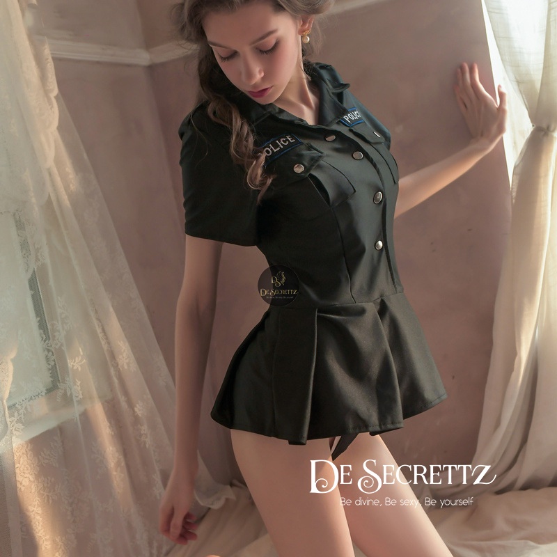 DeSecrettz BARBARA Baju Tidur Wanita Dewasa Model Costume Cosplay Police, Lingerie Sexy Model Kostum Polwan, Baju Haram Sexy, Baju Tidur Wanita Sexy, Baju Dinas Depan Suami