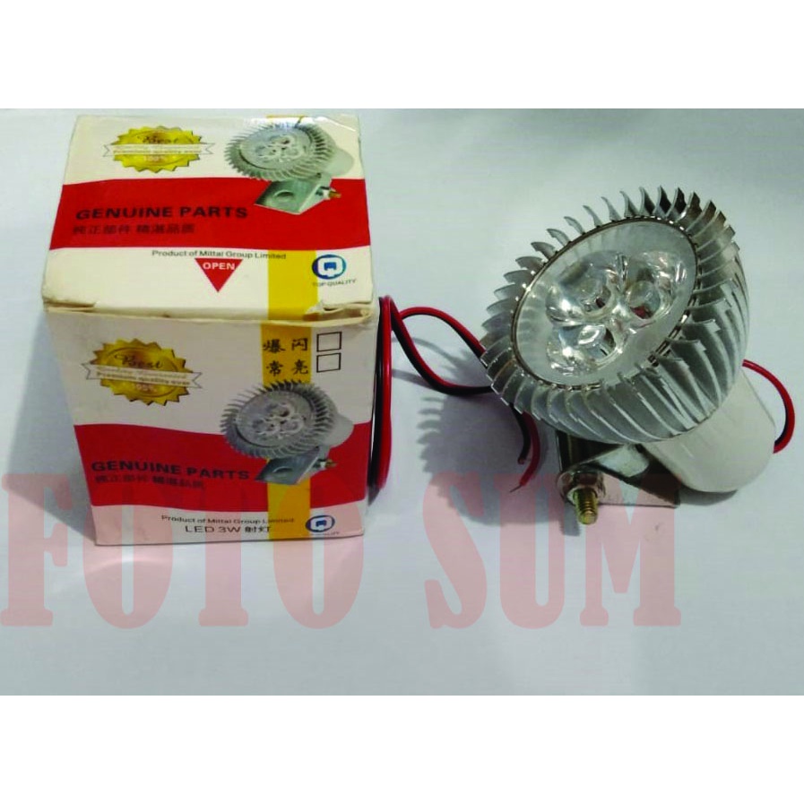 lampu tembak mobil motor led 3 mata kedip strobo