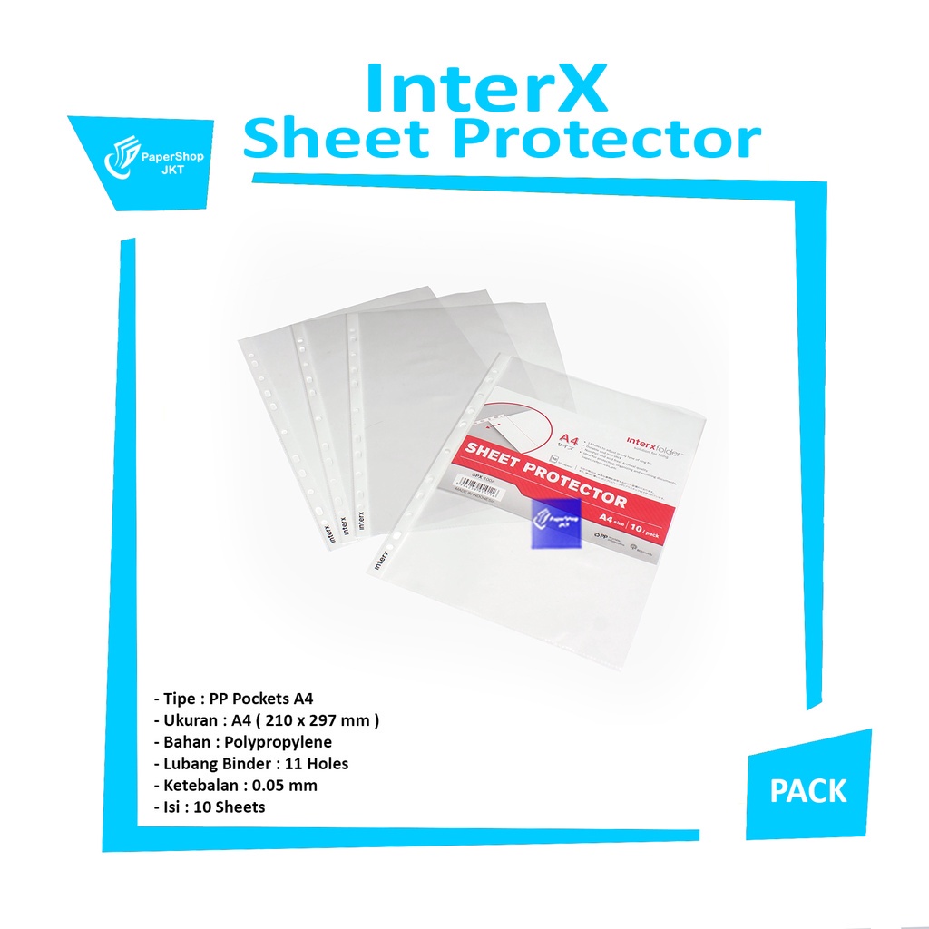 

INTERX - Folder Sheet Protector - PP Pockets A4 isi 10 Lembar
