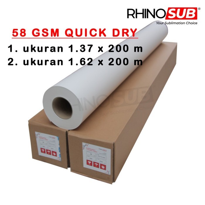 

Kertas Sublim Roll Premium Uk 180 cm x 200 meter 58 GSM Quick Dry