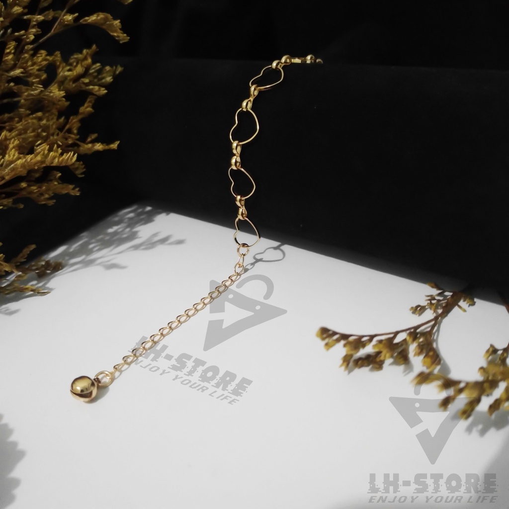 Aesthetic Gelang Tangan Wanita Rantai Love Gold Berlapis Emas Anti karat