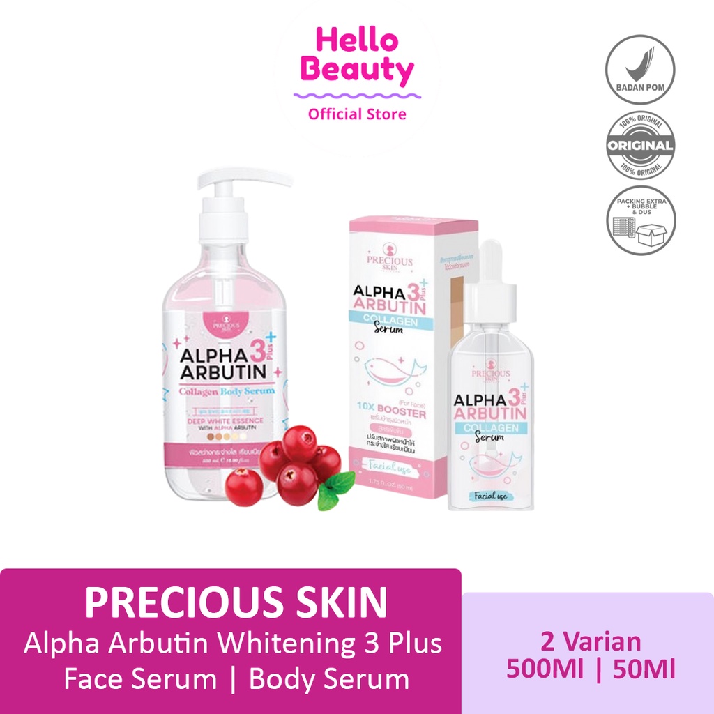 [BPOM] Precious Skin Alpha Arbutin Whitening 3 Plus Face Serum | Body Serum