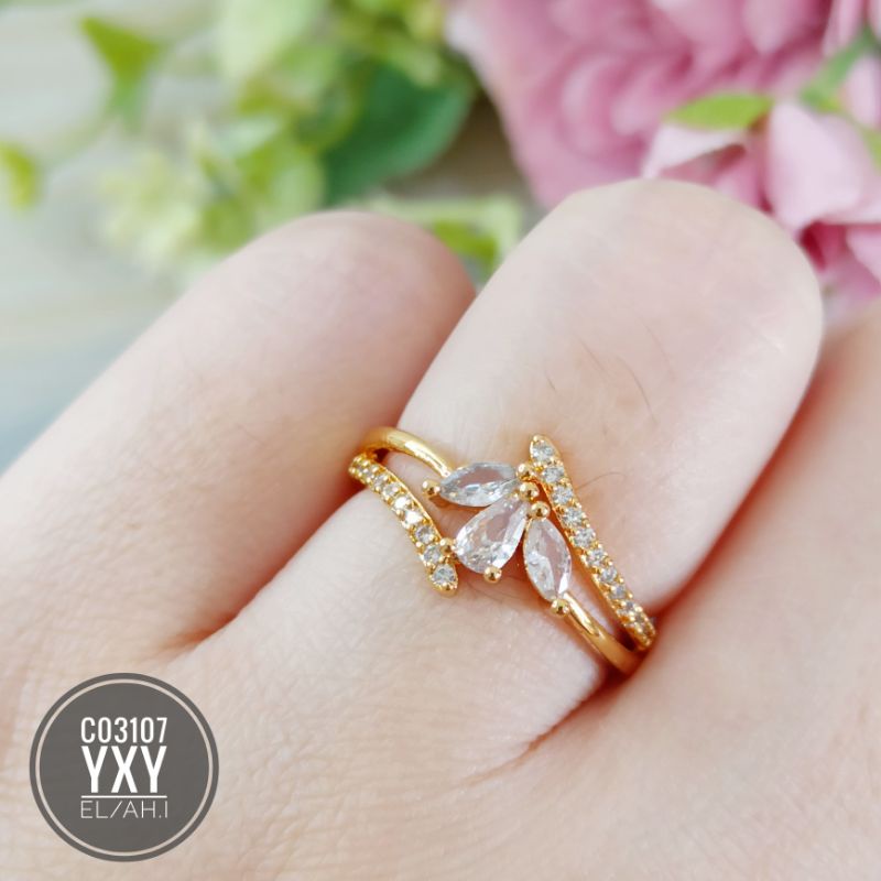 Cincin yaxiya permata zircon gold C03107