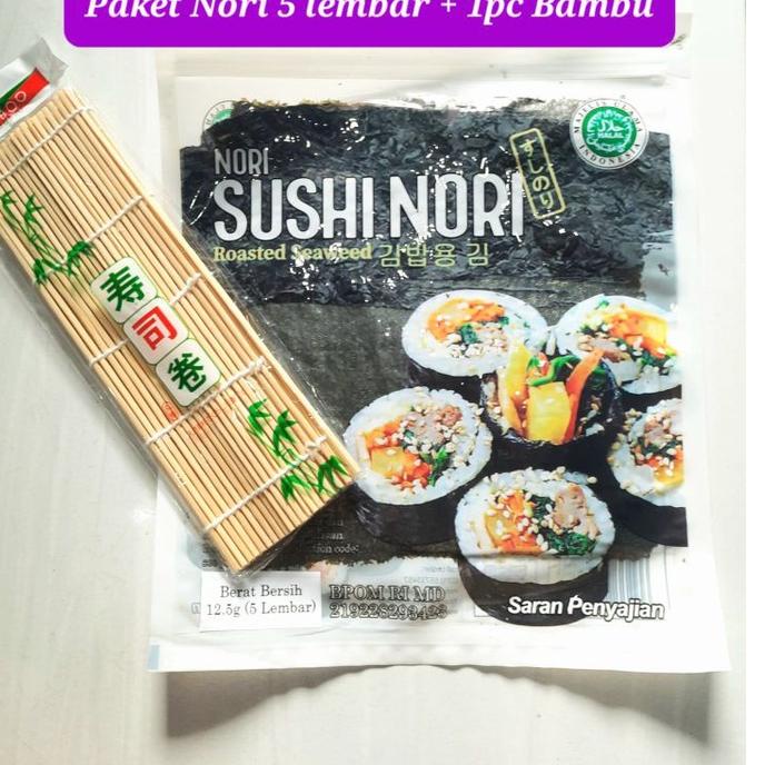 

kodez6Z0l paket nori sushi 5 lembar + bambu penggulung bambu sushi seaweed rumput laut sushi bento