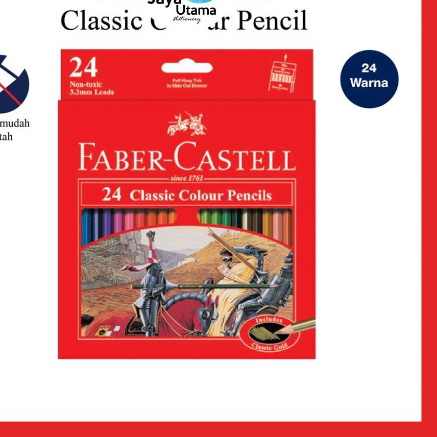

드 Faber-Castell Pensil Warna Classic Colour Pencil 24 Warna Panjang Best