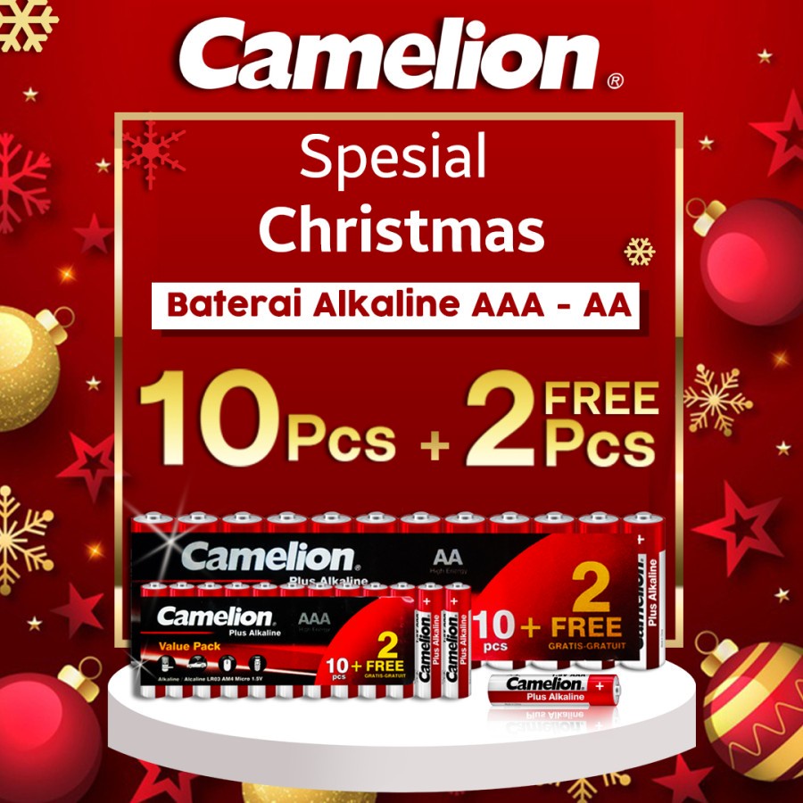 Baterai/Battery/Batere Camelion Alkaline LR03 AAA Isi 10 Pcs FREE 2 Pcs