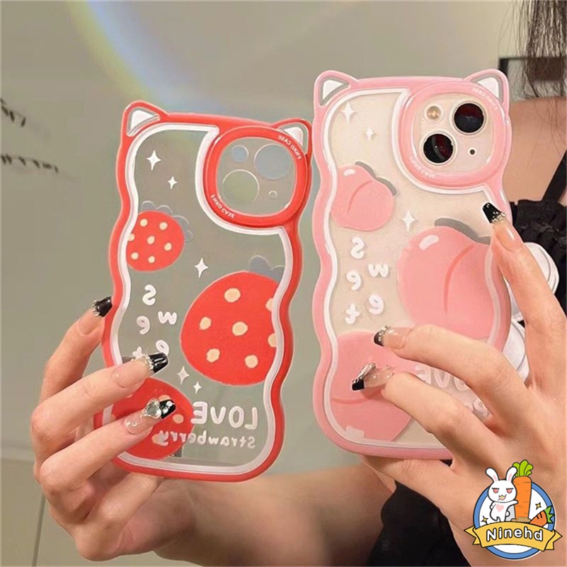 IPHONE Casing Kompatibel Untuk Iphone14 13 12 11 Pro Max X Xr Xs Max8 7 6 6s Plus SE Gaya Kecil Segar Telinga Kucing Casing Ponsel Silikon Transparan Tahan Jatuh Soft Case Cover Pelindung