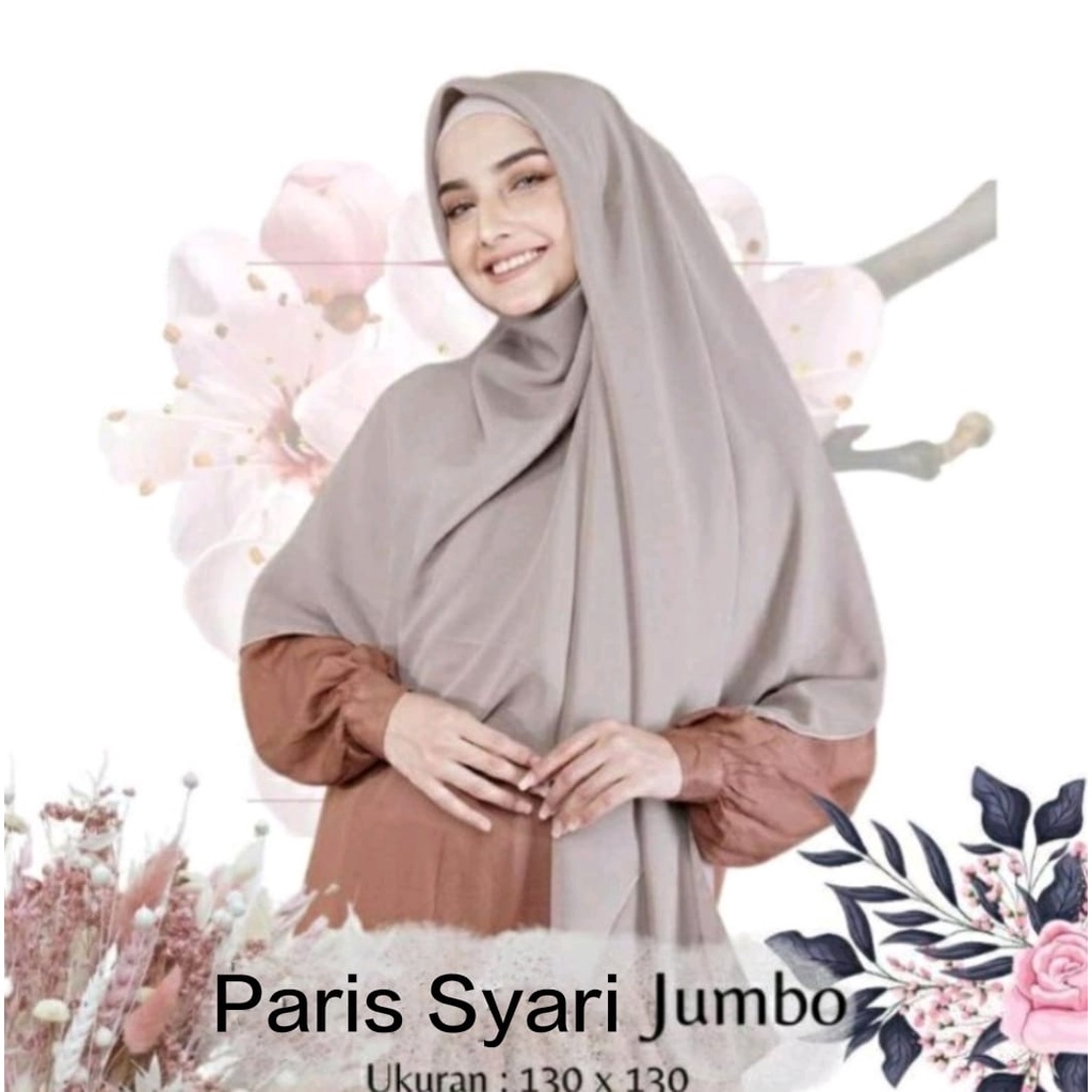 HIJAB SEGI EMPAT PARIS SYARI / JILBAB SEGIEMPAT PARIS NECI UKURAN 130X130 CM/ SEGI EMPAT PARIS JUMBO