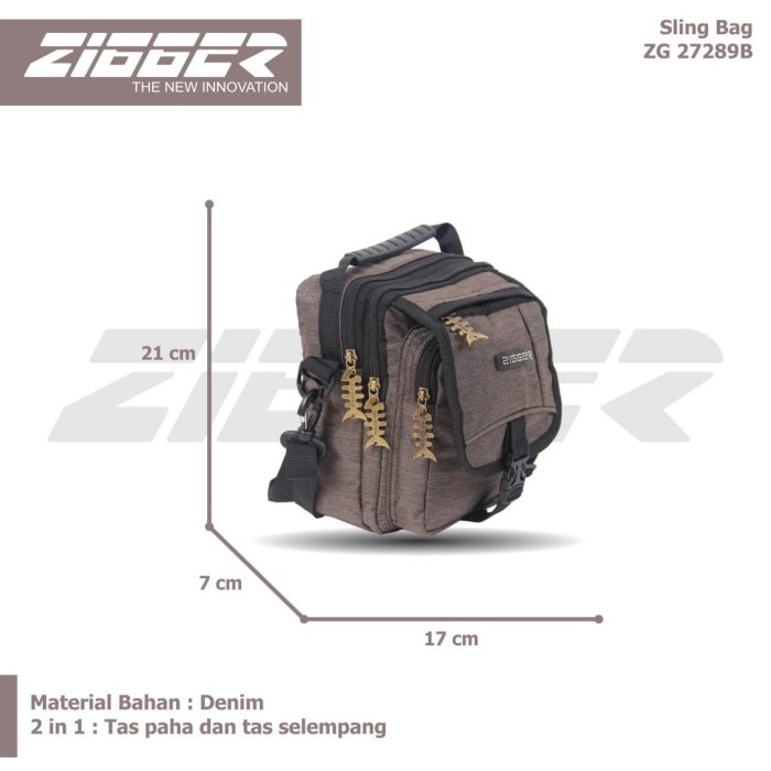 [KLIKTAS] Tas Slempang Pria 2 in 1 ZIGGER - ZG 27289B - Sling Bag Gaul