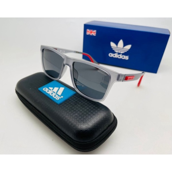 Dijual NEW KACAMATA adidas polarized 58901 GREY LOGO RED FULLSET Diskon