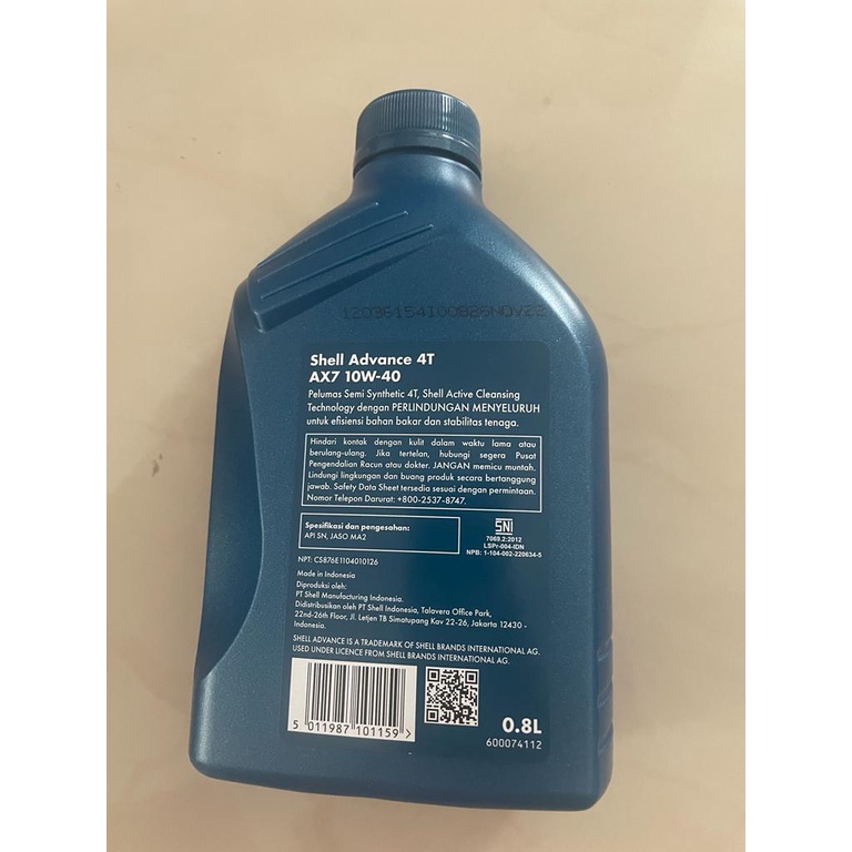 oli shell advance ax7 10w40 0,8liter ORIGINAL 100PERSEN