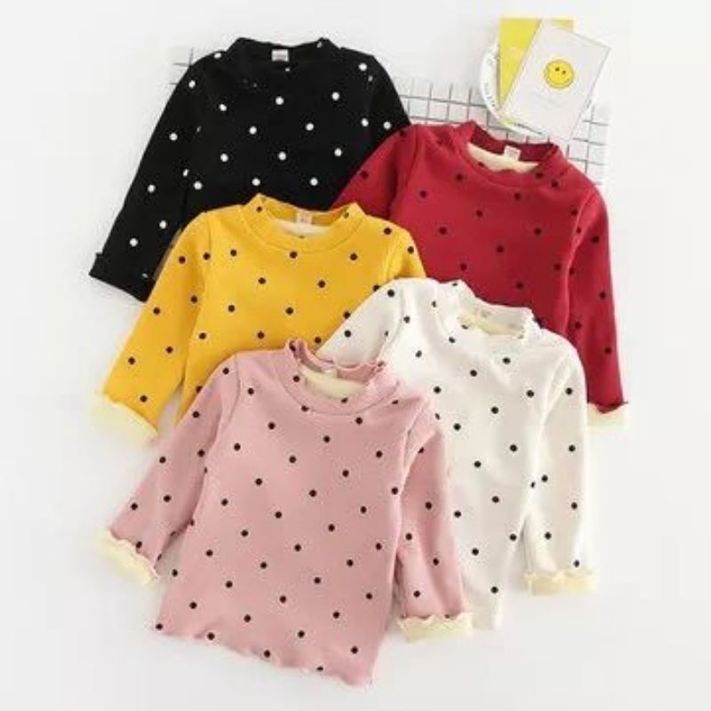 Atasan Anak Long Sleeve T-Shirt Heart Ruffle Tee  6-12 Bulan / Baju Anak Rajut Ruffle Tee Import Premium