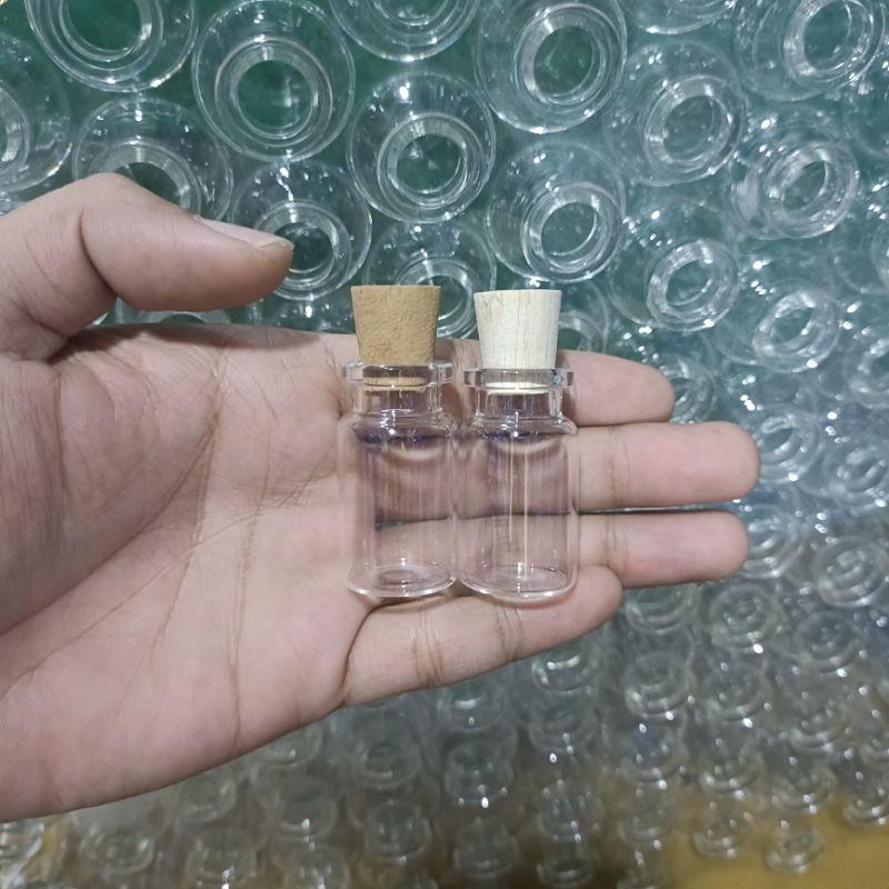 Botol kaca 5ml , 6ml ,8ml , 10ml , 12ml , 15ml , 20ml Botol vial kaca tutup kayu souvenir hias