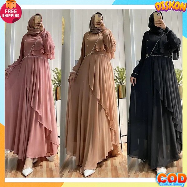 Baju Gamis Casual Remaja Import Premium Dress Pesta Kondangan Bju Muslimah Mewah Dres Syari Model Te