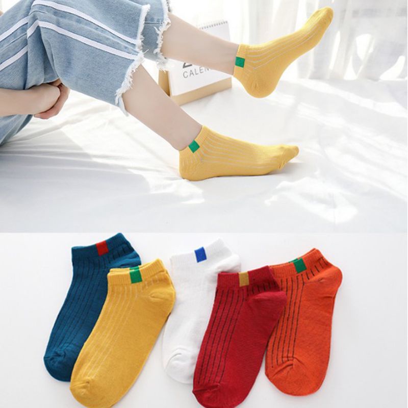 ZAYKA== Kaos Kaki Fashion Garis Atas Wanita Pria Murah Semata Ankle Socks Pendek Trend Korean