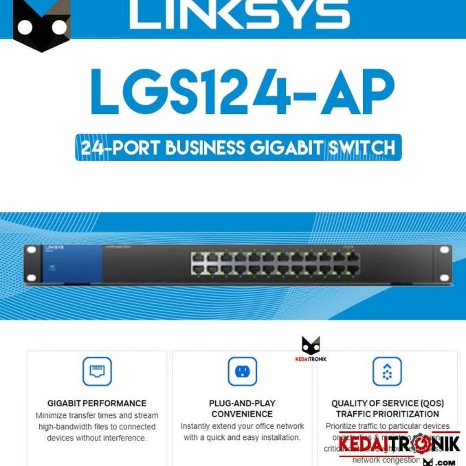 LINKSYS LGS124-AP 24 Port Busines Dekstop Gigabit Switch Hub LGS124