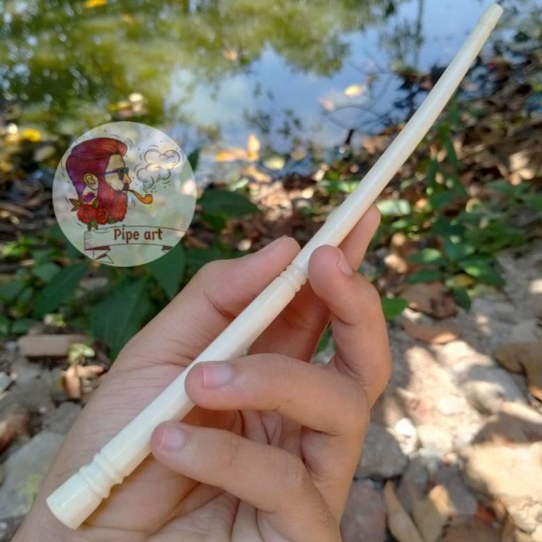 Kekinian - Pipa Rokok Once Cangklong Tulang Sapi Motif Panjang 20Cm ,,