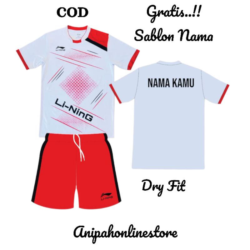 Free Request Nama Sendiri/ Baju setelan badminton dewasa/ kaos bulutangkis pria/wanita baju voli remaja