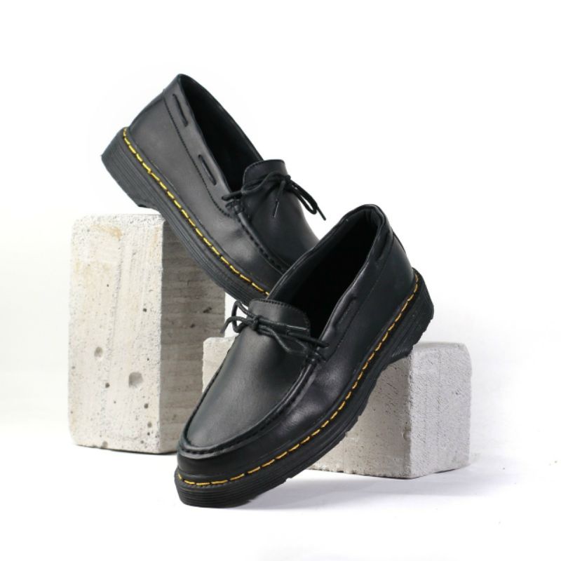 KING Sepatu Formal Pria Terbaru Keren Pantofel Kerja Casual Kondangan Kulit Synthetic Leather Black